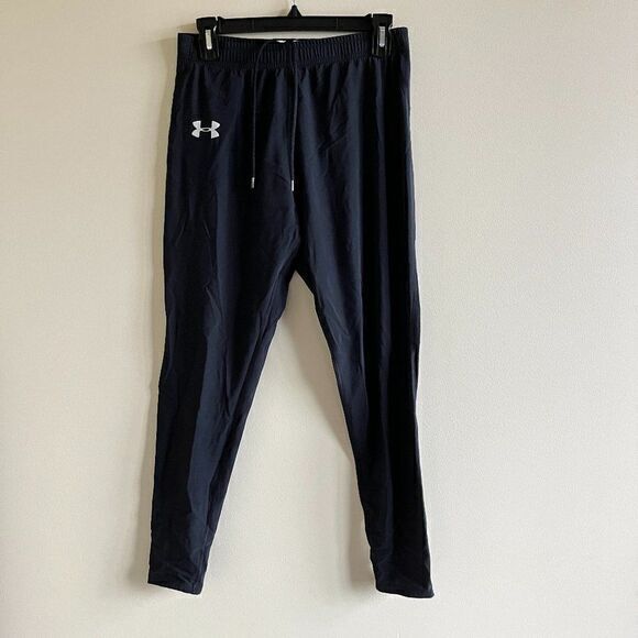 UA Under Armour Black Crop Pants‎ Compression Heat Gear Womens Size L Athletic - Picture 1 of 8